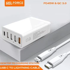 Estação de carregamento USB C 45W PD QC3.0