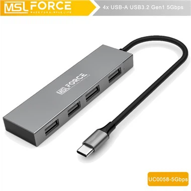 Ultra Slim USB C HUB, Convert 4x USB-A ,USB 3.2 Gen1 5Gbps