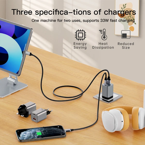 GaN III 2-Port PD33W Wall Plug EU UK US