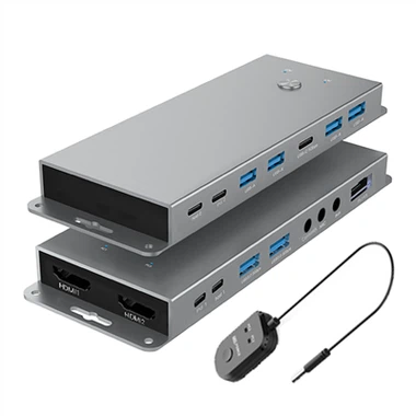 KVM de monitores duplos para laptop e desktop