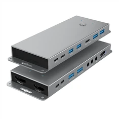 USB C KVM Switch 2 Computador Monitor Duplo 4K HDMI